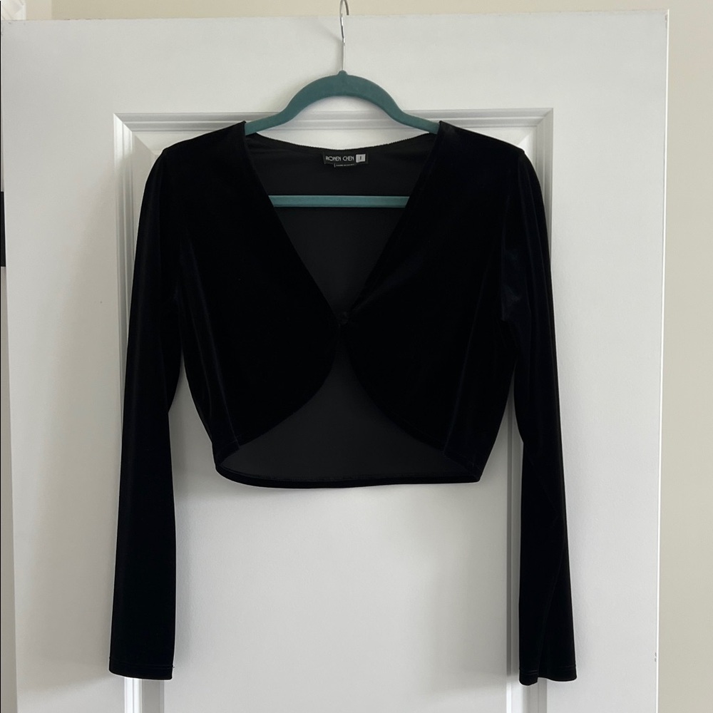 Ronen Chen Black Velvet Long Sleeve Blazer